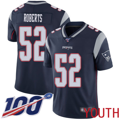 New England Patriots Football #52 100th Limited Navy Blue Youth Elandon Roberts Home NFL Jersey->new england patriots->NFL Jersey